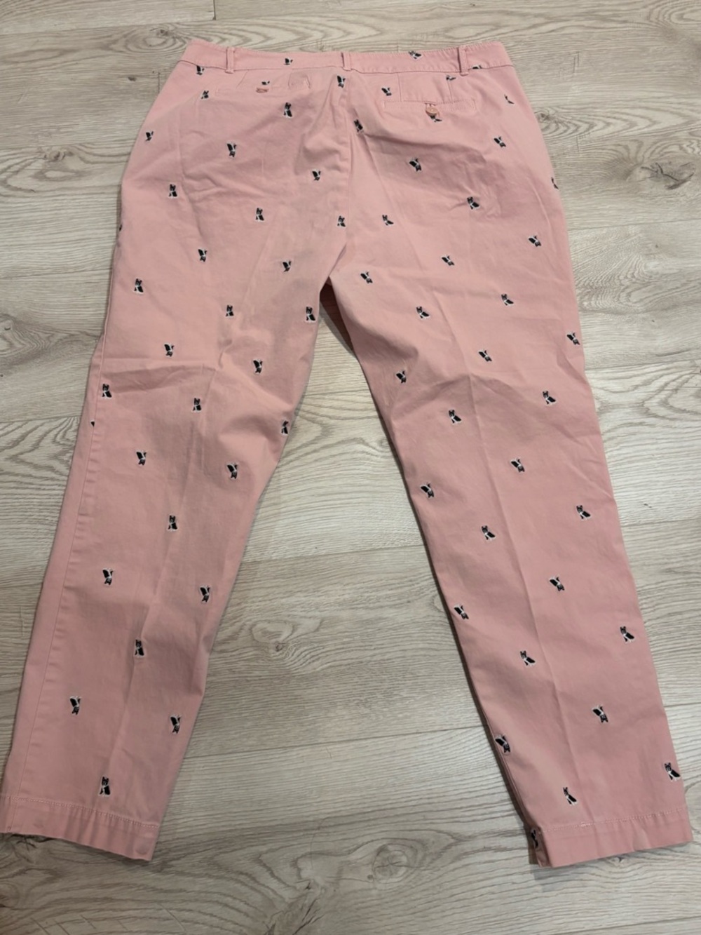 TALBOTS Petal Pink Embroidered Boston Terrier Dog Chino Pants 14W Gently worn. - Picture 2 of 9